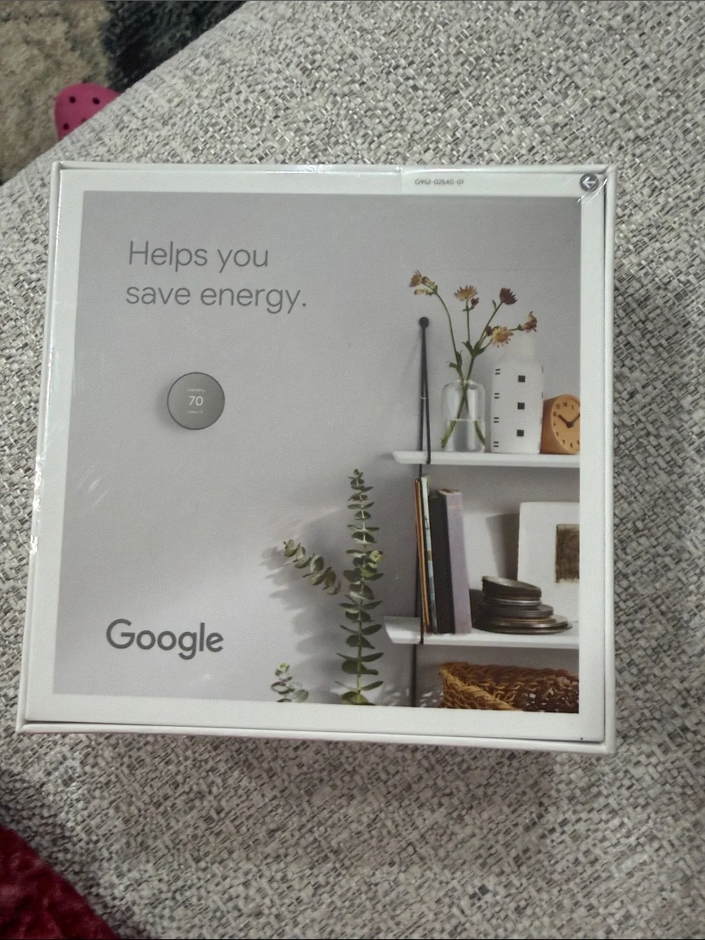 google White Nest Thermostat Retail Box with Barcode Label
